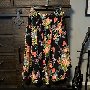 Vixen by Micheline Pitt Vacation Swing Skirt Black Floral